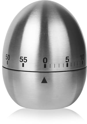 Temporizadores de Cocina,Temporizador Mecánico de Cocina, Reloj de Huevo, Cronómetro para Huevos, hasta 55 Minutos, Plata, Utilizado para Cocina, Ejercicio, Aprendizaje, Hornear