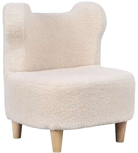 AIYAPLAY Fauteuil Enfants canapé pour Enfants avec Dossier en Forme Ours, Mini canapé en Polaire Teddy, pour Chambre, Salle de Jeux, Cadeau pour garçons et Filles, Beige