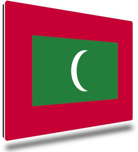TRIOSK Kühlschrankmagnete Länderflaggen Magnet Flagge Malediven Reise Souvenir Geschenk für Reiseliebhaber Weltenbummler Kühlschrank stark eckig groß 85x55 mm
