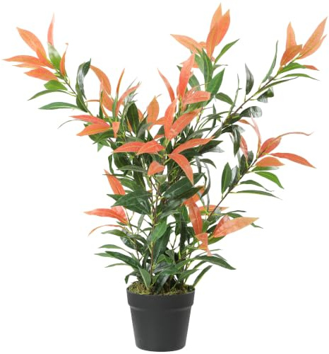 HOMCOM Photinia artificiale 90cm con 300 foglie realistica | Pianta artificiale, decorazione in plastica, rami regolabili, per soggiorno, camera da letto, ufficio, giardino.