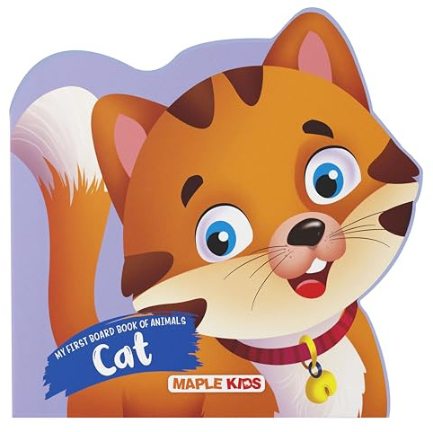 My First Board Book Animals - Cat - Die-Cut Board Book for Kids - Shaped Board Books - Age 2+