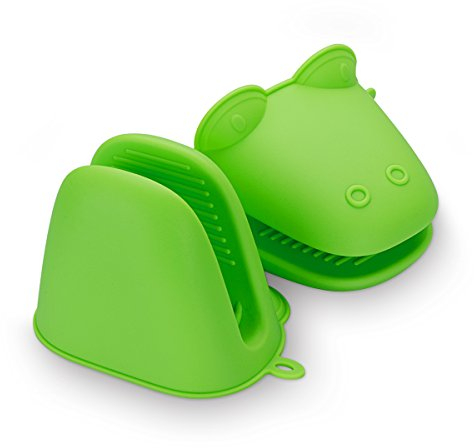 Belmalia 2 Presine per le Pentole, Guanti da Forno, Silicone, Resistente al Calore, Motif: Rana Verde