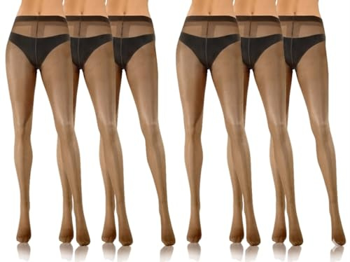sesto senso fina strumpbyxor dam 20 de 6 par multipack strumpbyxor tunna släta, svart, L