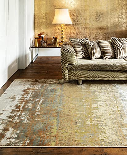 Lord of Rugs Aurora AU01 Dune Rug for Living Room Bedroom Modern Abstract Silky High Shine Yellow Gold Rug Large 160x230 cm (5'3x7'7)