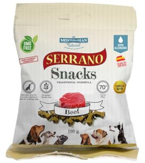 Serrano Snacks de Mediterranean NATURALPARA para Perros(Buey, 25x85gr)