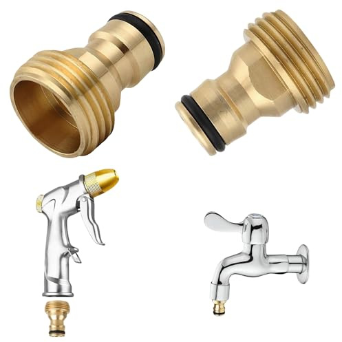 Garden Hose Quick Connector Solid Brass 3/4 inch Male Thread Water Hose Fitting Repair Replacement, Fitting Water Connector for Kitchen