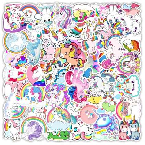 HSIXHAF 50 pcs Fogli di Adesivi per Bicicletta Adesivi con Unicorno Riflettenti per Bambini Sticker Impermeabili Estetici per Moto Bici Computer Valigia Laptop Auto Telefono Casco Skateboard