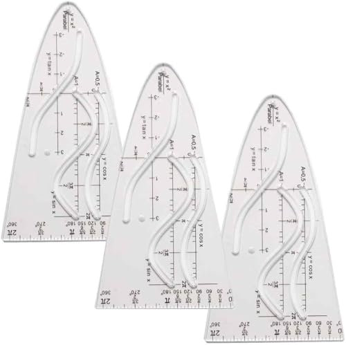3 Stück Parabelschablone Mathe, Parabel Zeichenschablone Parabel Schablone, Die Maßbeständigeundformstabile Schablone Normalparabel Für Studenten Büro Designer Malerei,Cosinus Tangens