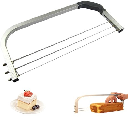 Meooyo Livellatore di torta, slicer per cutter per torta in acciaio inossidabile professionale regolabile con 3 fili che cuocono gadget per strato di livellamento fai -da -te
