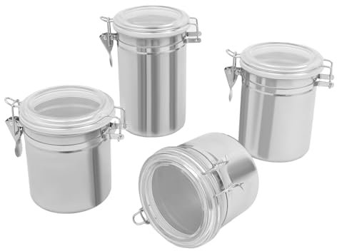 NoneDanGee Tarros de almacenamiento con tapa, herméticos, de acero inoxidable, para granos de café, latas de té para té suelto, latas aromáticas, latas de café, recipientes de almacenamiento para café