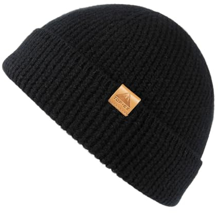 TOP-EX 100 % merinoull, fiskare-mössa, män och kvinnor, stretchig stickad mössa, varm vintermössa för utomhus, M-XXL