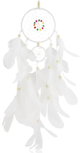 FuninCrea Atrapasueños con Pluma, Atrapasueños Hechos a Mano en Macramé para Niña, Kit Dream Catcher 3D con Encaje Trenzado, Decoración de Pared Colgante en Estilo Indio (Blanco)