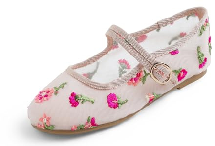 Feversole Lace Bailarinas Niña de Vestir Zapatos Cómodos para Ceremonias Ballet Flats