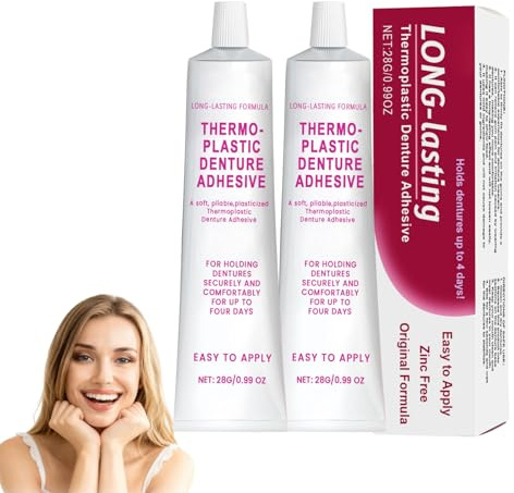 Thermoplastic Denture Adhesive - 2PCS Denture Adhesive Gel, All-Day Comfort & Secure Fit, Gentle Hold for Denture Stability, Easy to Use Non-Irritating Denture Support, 24-Hour Comfort