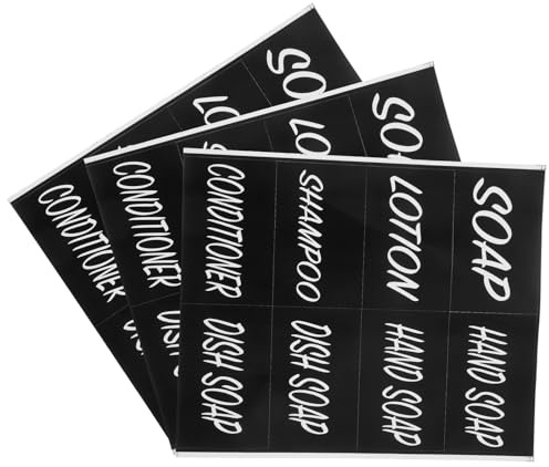 TIDTALEO 3 Sheets PVC Self-Adhesive Soap Dispensers Label Stickers 8 X 5 CM Waterproof Dishsoap Bath Stickers for Bathroom Drawer Dressing Table Use