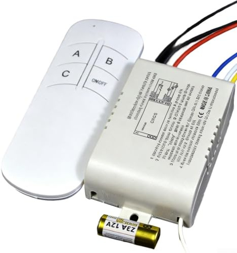 Minhe AC 220-240V Interruptor de control remoto de 3 vías con codificación independiente, rango interior de 15 m, certificado CE, funciona con LED, bombillas de bajo consumo, ventiladores e