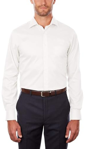 Van Heusen Men's Dress Shirt Regular Fit Flex Collar Stretch Solid, White, 17 Neck 34-35 Sleeve