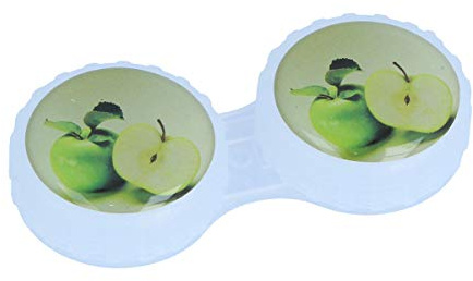 Kontaktlinsbehållare med motiv för kontaktlinser av alla slagvitt – äpple