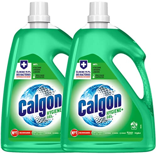 CALGON Lot de 2 Gels Hygiène Plus Anticalcaire Nettoyant pour Lave-linge - 2,25L