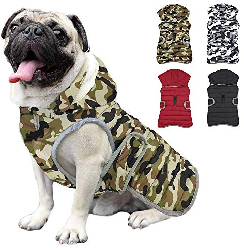 Etechydra Dog Jacket Coat with Detachable Hat, Waterproof Dog Vest for Outdoor Indoor, Winter Warm Fleece Lining Cozy Small Medium Dogs Jacket Apparel, Green, XS