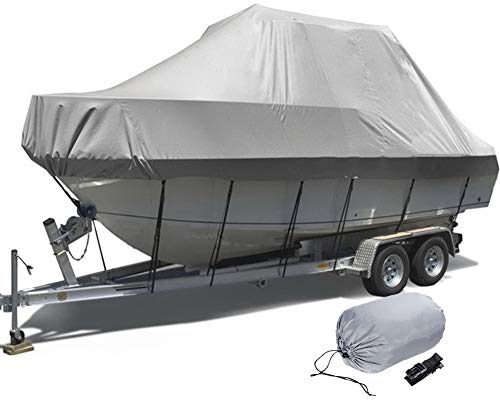 LDIW Jumbo Boot Persenning 600D Polyester Premium BootsPersenning wasserdichte Anti-UV Bootsabdeckplane für Hard Top T-Top Cruiser Pilot Boot,Grau,21ft to 23ft