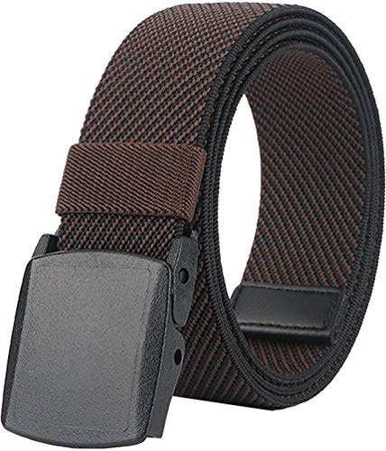 LionVII Plastic Belts Men Women Elastic Canvas Nickel free Buckle for Work (Coffee)