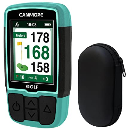Canmore HG200 GPS et Etui de Golf – Écran Couleur avec Plus de 41 000 données essentielles sur Les Parcours de Golf et Feuille de pointage – Parcours gratuits dans Le Monde Entier,Turquoise