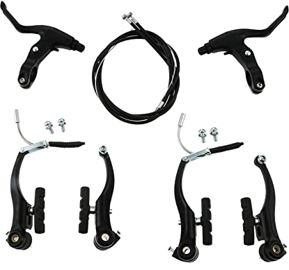 gohantee Complete Bike Brake Set, Black Brake Set Bike Brake Lever Front and Rear Inner and Outer Cables for Most Bicycle, Road Bike, Mountain Bike