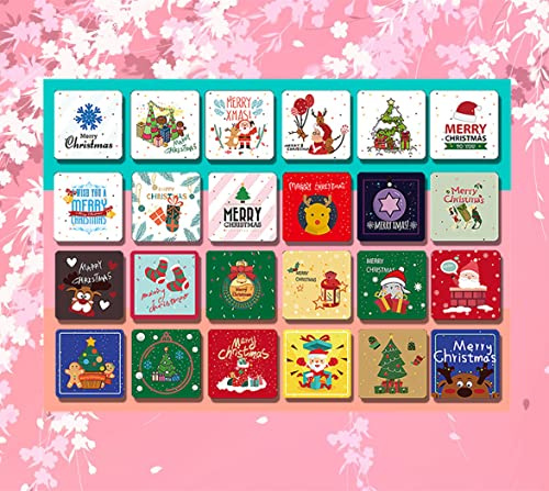 RUIYWEN 24 Mini Tarjetas Navideñas Tarjetas de Felicitación Tarjetas de Feliz Navidad con 24 Sobres para Regalos Bendiciones(24 Diseños, 7x7cm, Set B)