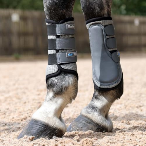 Masta Air-Flux 3D Air-Mesh Brushing Boots - Breathable & Lightweight Protection for Joints & Tendons, Set of 2 PONY Grey