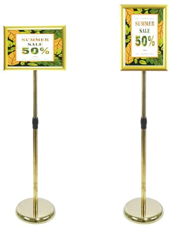 YYDSWTW Supporto per Cartello con Cornice a Scatto Porta Poster A4 Espositore per Menu Espositore da Pavimento Regolabile Porta Cartello espositore A4 Supporto per Menu Poster a4 Oro
