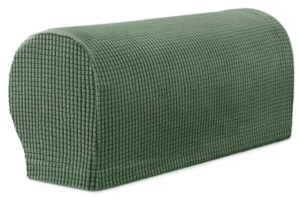 Fansu Tartán Jacquard Funda Reposabrazos Sofa, Color Sólido 1 Par de Protector de Reposabrazos Sofa, Funda para Brazos de Sofa Funda Elástica Reposabrazos Sillon Lavable (Verde Oscuro)
