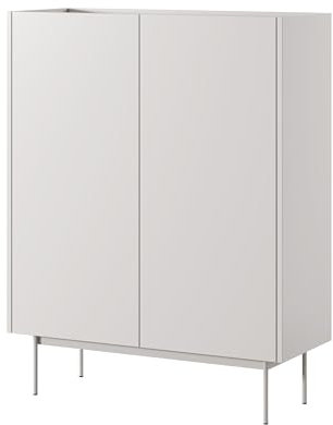 BETTSO - Kommode Beige Matt - Kommode mit Türen und hohen Metallbeinen - 97 cm breit, 122 cm hoch - Highboard, Hohe Kommode Wohnzimmer, Flur Kommode