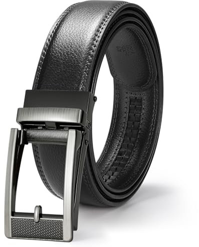 WERFORU Herren Ledergürtel mit Schiebeautomatik, Verstellbarer Ratschengürtel 35mm für Herren für Anzug Business Casual