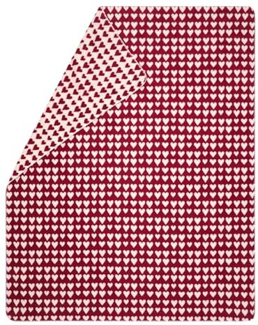 David Fussenegger Kuscheldecke Herzen 150x200cm Flauschige Sofadecke aus Recycling-Baumwolle nachhaltig produziert ÖkoTex100 GRS Made in Austria Farbe Bordeaux