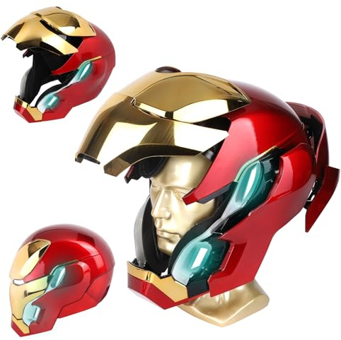 YONTYEQ Iron-Man MK 50 1:1 bärbar hjälm – röst, touch och RC med LED-ögon, realistiska ljudeffekter, rörliga rygg- och öronpaneler, perfekt för cosplay och samlarfigurer för vuxna och tonåringar