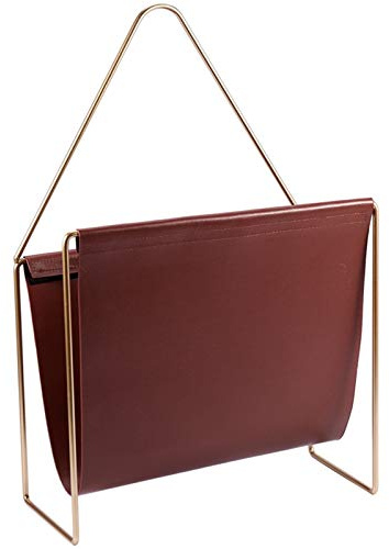 GLFNB Porte-revues sur Pied en Cuir créatif, Support de Rangement pour Magazines, classeur de Bureau, Porte-Livres, présentoir de journaux, décoration de Chambre à Coucher (Couleur : Marron, Taill