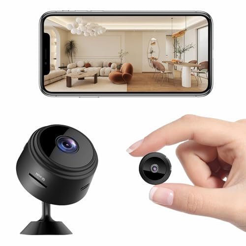 Mini Kamera 1080P Kleine Überwachungskamera WLAN Innen Überwachungs Kamera mit Live Übertragung Handy App und Bewegungsmelder für Kompakt WiFi-betrieben Langer Akkulaufzeit für Heim Videoüberwachung