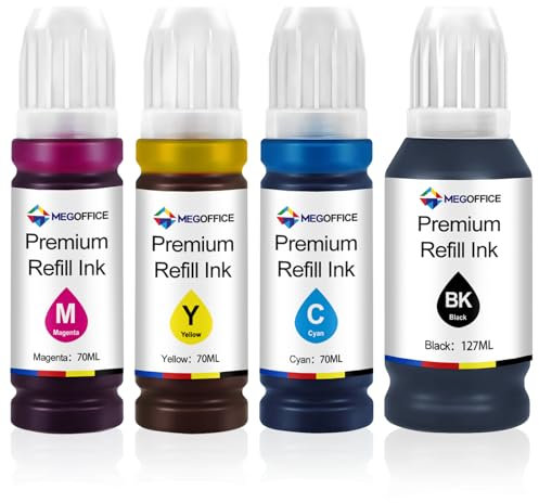 MEGOFFICE Compatible Refill Ink Bottles for Epson NEI-104/103/102/101 Ink Multipack for ET-2810 ET-2815 ET-2820 ET-2821 ET-2825 ET-2826 ET-4700 ET-4800 Printer(4 pack)