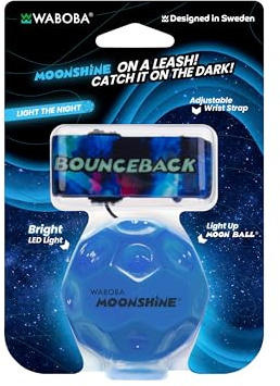 Waboba LED Bounceback Ball – Pelota de Rebote con Luz para Juego Interior y Exterior – Brilla al Impacto, Juguete Activo y Divertido para Niños, Adolescentes y Adultos - Azul