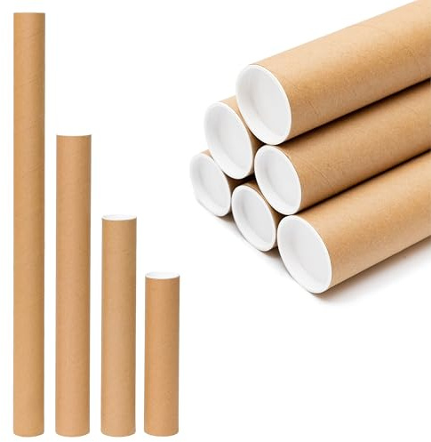 2 x A0 Postal Tubes with End Caps (885x45mm) Cardboard Tube Mailers for Packing, Storing & Shipping Posters, Charts, Blueprints, Maps, Artwork & Other Rolled Documents (2, Standard A0 (885x45mm))