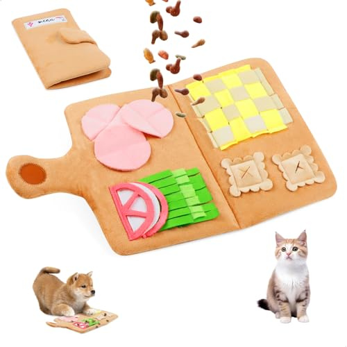 Alfombra Olfativa Perros, Manta Olfativa Perro, Juguete Interactivo Perro con Múltiples Compartimentos Ocultos para Comida de Distintos Niveles de Dificultad, Apto para Gatos y Perros Pequeños