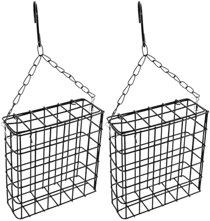 Yardenfun Comedero para Pájaros Colgante de Metal Cuadrado con Cadena Ajustable 2 Unidades para Exterior Estación de Alimentación Resistente Intemperie Plataforma para Aves Silvestres