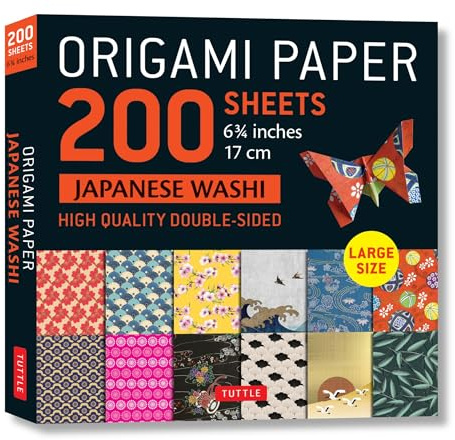 Origami Paper 200 sheets Japanese Washi Patterns 6.75 inch: Large Tuttle Origami Paper: High-Quality Double Sided Origami Sheets Printed with 12 ... (Instructions for 6 Projects Included)