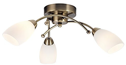 Contemporary 3 Arm Antique Brass Ceiling Light Fitting by Happy Homewares