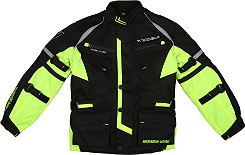 Modeka Tourex II Barn Motorcykel Textil jacka, schwarz/neon, 164