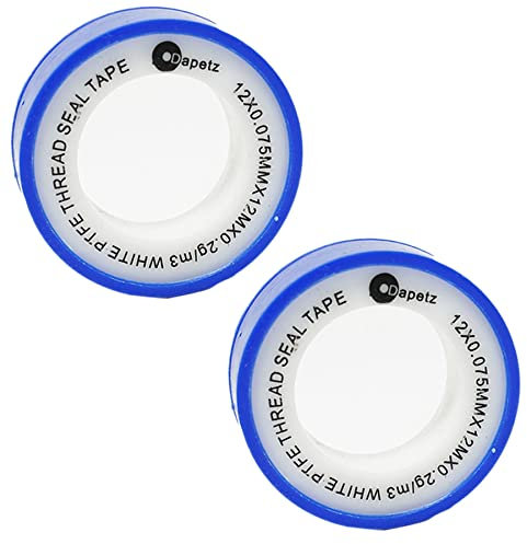 Dapetz ® PTFE Tape Plumbers Tape to Stop Leaks, Teflon Tape, 12mm x 12m Plumbing White Sealant Tape Leak-Free Solution for Pipes, Shower Head, Sewers & Joints 2 Rolls