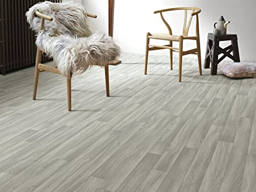 Revetement de sol en PVC en design gris ton bois, Découpe (2m de large, 4,5m de long)