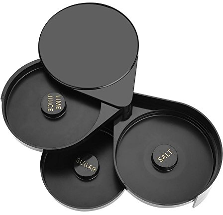 Ftory Rimmer für Cocktails, Rimmer in zucchero per cocktail, Rimmer per Vetro da Bar, Bicchiere da bar a 3 livelli con bordo in zucchero e sale per cocktail, barista, feste, casa, nero