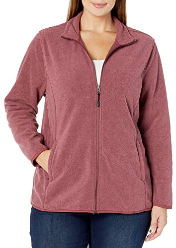 Amazon Essentials Chaqueta de Forro Polar Suave con Cremallera Completa y Corte clásico (Disponible en Tallas Grandes) Mujer, Burdeos Mezcla, XL